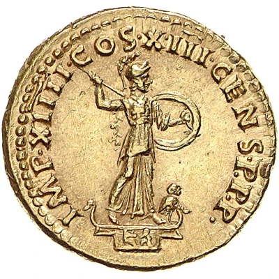 Aureus - Domitian IMP XIIII COS XIII CENS P P P; Minerva back