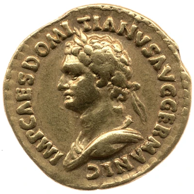 Aureus - Domitian P M TR POT III IMP V COS X P P; Minerva front