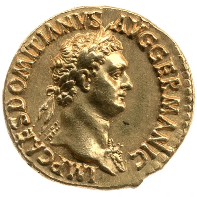 Aureus - Domitian P M TR POT III IMP V COS X P P front