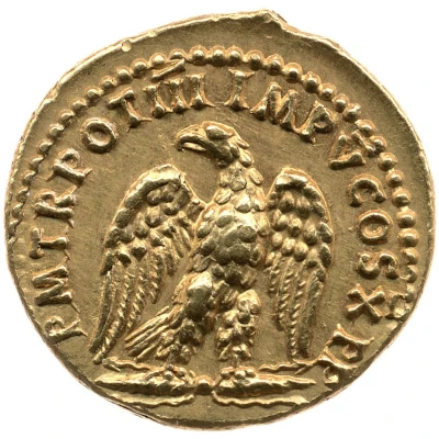 Aureus - Domitian P M TR POT III IMP V COS X P P back
