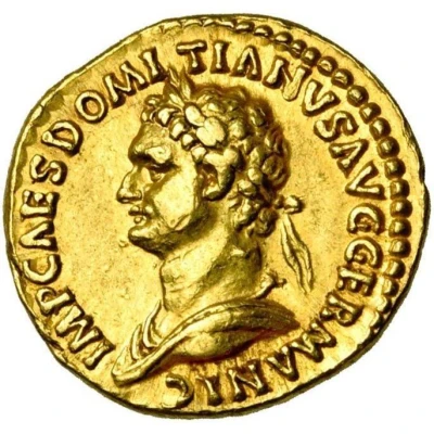 Aureus - Domitian P M TR POT III IMP V COS X P P front