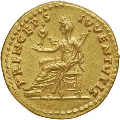 Aureus - Domitian PRINCEPS IVVENTVTIS; Vesta back