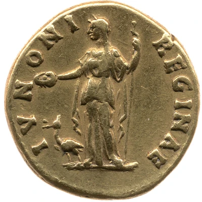Aureus - Faustina the Elder IVNONI REGINAE; Juno back