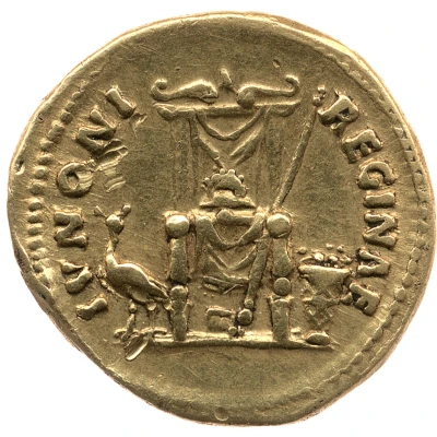 Aureus - Faustina the Elder IVNONI REGINAE back