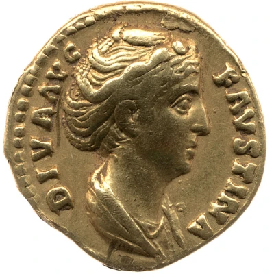 Aureus - Faustina the Elder, Marcus Aurelius, and Faustina the Younger VOTA PVBLICA front