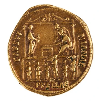 Aureus - Faustina the Elder and Antoninus Pius PVELLAE FAVSTINIANAE back