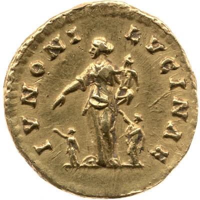 Aureus - Faustina the Younger IVNONI LVCINAE; Juno back
