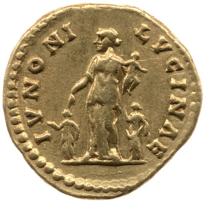 Aureus - Faustina the Younger IVNONI LVCINAE; Juno back