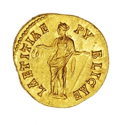 Aureus - Faustina the Younger LAETITIAE PVBLICAE; Laetitia back