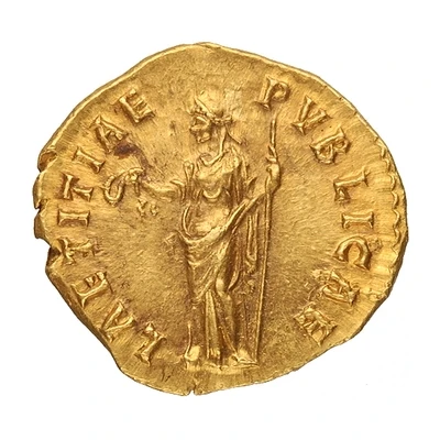 Aureus - Faustina the Younger LAETITIAE PVBLICAE; Laetitia back
