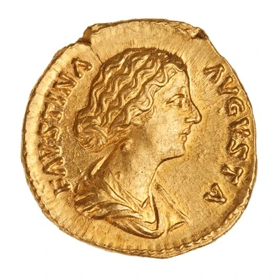 Aureus - Faustina the Younger VENVS VICTRIX; Venus, Victory, She-Wolf, Romulus, and Remus front