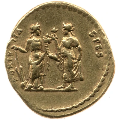Aureus - Hadrian FORTVNA SPES; Fortuna and Spes back