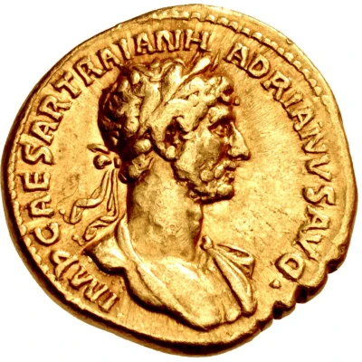 Aureus - Hadrian P M TR P COS DES II ORIENS; Sol front