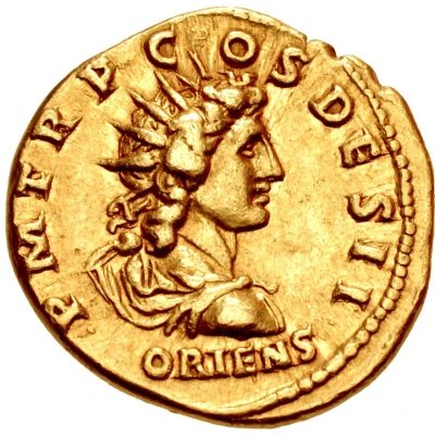 Aureus - Hadrian P M TR P COS DES II ORIENS; Sol back