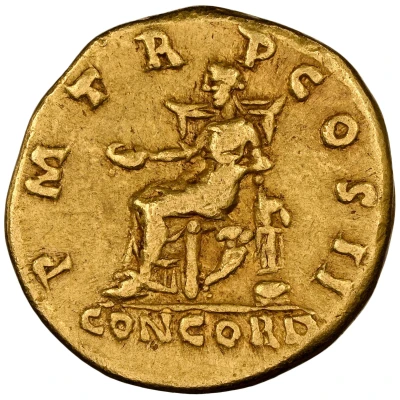 Aureus - Hadrian P M TR P COS II CONCORD; Concordia and Spes back