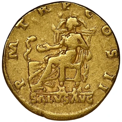 Aureus - Hadrian P M TR P COS II SALVS AVG; Salus back