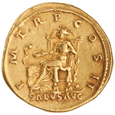 Aureus - Hadrian P M TR P COS II SALVS AVG; Salus back