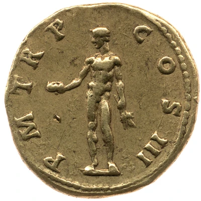 Aureus - Hadrian P M TR P COS III; Bonus Eventus back