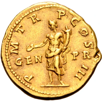 Aureus - Hadrian P M TR P COS III GEN P R; Genius back