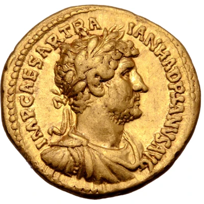 Aureus - Hadrian P M TR P COS III; Hercules front