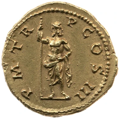 Aureus - Hadrian P M TR P COS III; Janus back