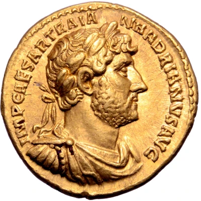 Aureus - Hadrian P M TR P COS III; Jupiter front