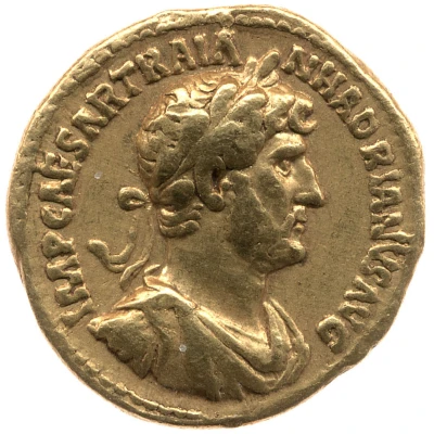 Aureus - Hadrian P M TR P COS III; Minerva front