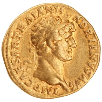 Aureus - Hadrian P M TR P COS III; Minerva front