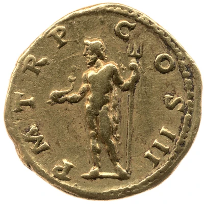 Aureus - Hadrian P M TR P COS III; Neptune back