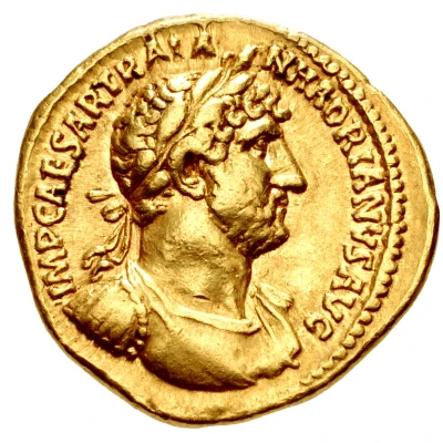 Aureus - Hadrian P M TR P COS III; Roma front