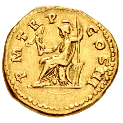 Aureus - Hadrian P M TR P COS III; Roma back
