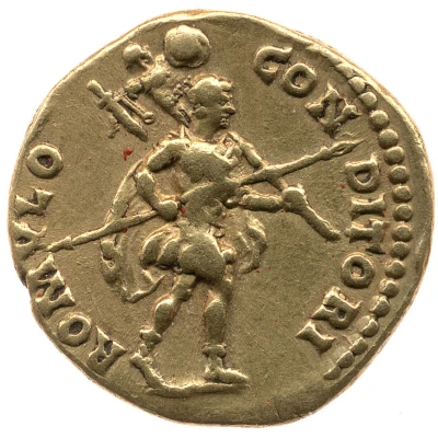 Aureus - Hadrian ROMVLO CONDITORI; Romulus back