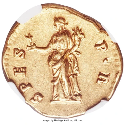 Aureus - Hadrian SPES P R; Spes and Fortuna back