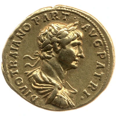 Aureus - Hadrian and Trajan DIVO TRAIANO PART AVG PATRI back