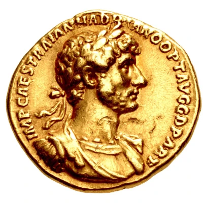 Aureus - Hadrian and Trajan DIVO TRAIANO PATRI front