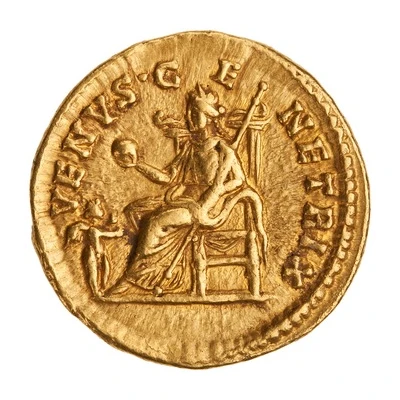 Aureus - Julia Domna VENVS GENETRIX; Venus and Cupid back