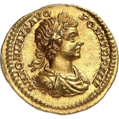 Aureus - Julia Domna and Caracalla ANTONINVS AVG PONT TR P IIII back