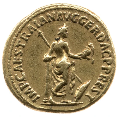 Aureus - Julius Caesar IMP CAES TRAIAN AVG GER DAC P P REST; Venus back