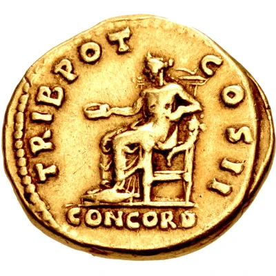 Aureus - Lucius Aelius TRIB POT COS II CONCORD; Concordia back