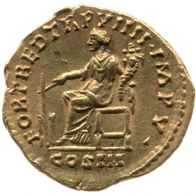 Aureus - Lucius Verus FORT RED TR P VIIII IMP V COS III; Fortuna back