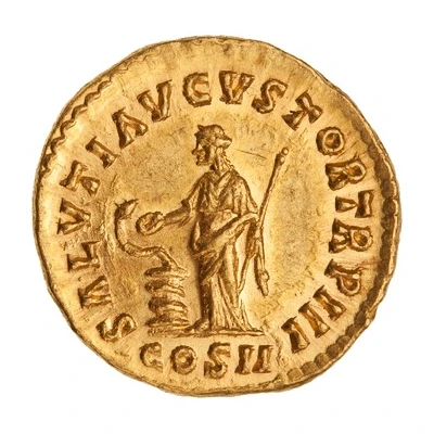 Aureus - Lucius Verus SALVTI AVGVSTOR TR P III COS II; Salus back