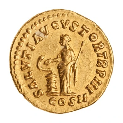 Aureus - Lucius Verus SALVTI AVGVSTOR TR P III COS II; Salus back