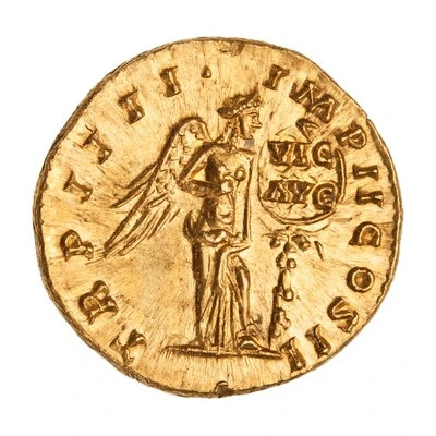Aureus - Lucius Verus TR P IIII IMP II COS II; Victory back