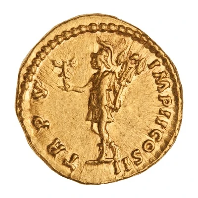 Aureus - Lucius Verus TR P V IMP II COS II; Roma and Victory back