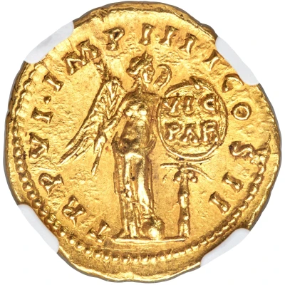 Aureus - Lucius Verus TR P VI IMP IIII COS II; Victory back