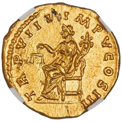 Aureus - Lucius Verus TR P VIII IMP V COS III; Aequitas back
