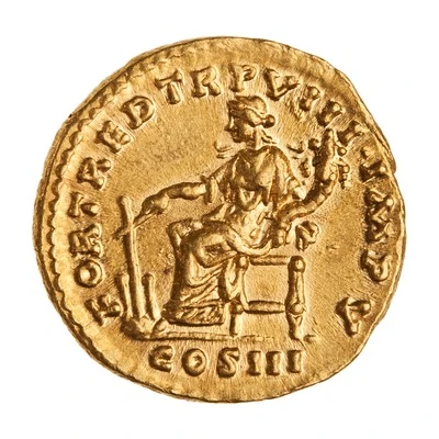 Aureus - Lucius Verus TR P VIII IMP V COS III FORT RED; Fortuna back