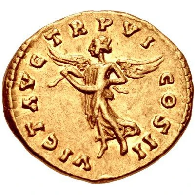 Aureus - Lucius Verus VICT AVG TR P VI COS II; Victory back