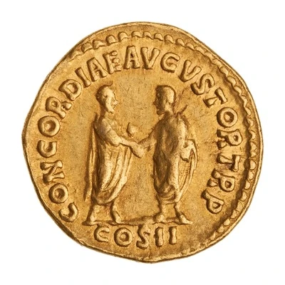 Aureus - Lucius Verus and Marcus Aurelius CONCORDIAE AVGVSTOR TR P COS II back