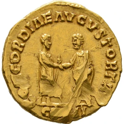 Aureus - Lucius Verus and Marcus Aurelius CONCORDIAE AVGVSTOR TR P COS II back